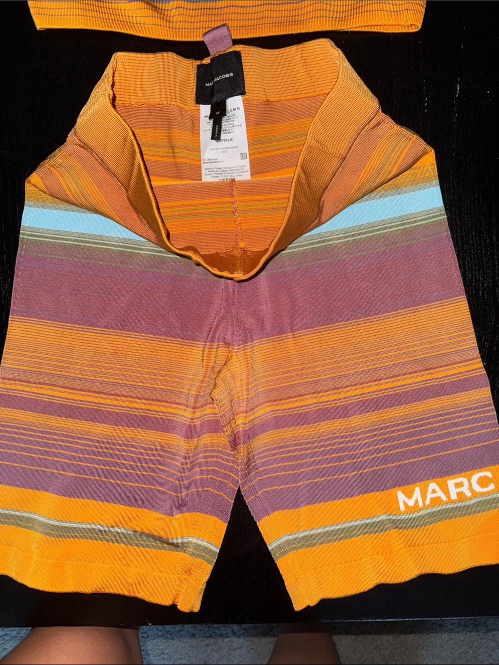 Marc Jacobs Orange & Purple Striped Knit Bralette and Bike Shorts Set - Picture 3 of 3